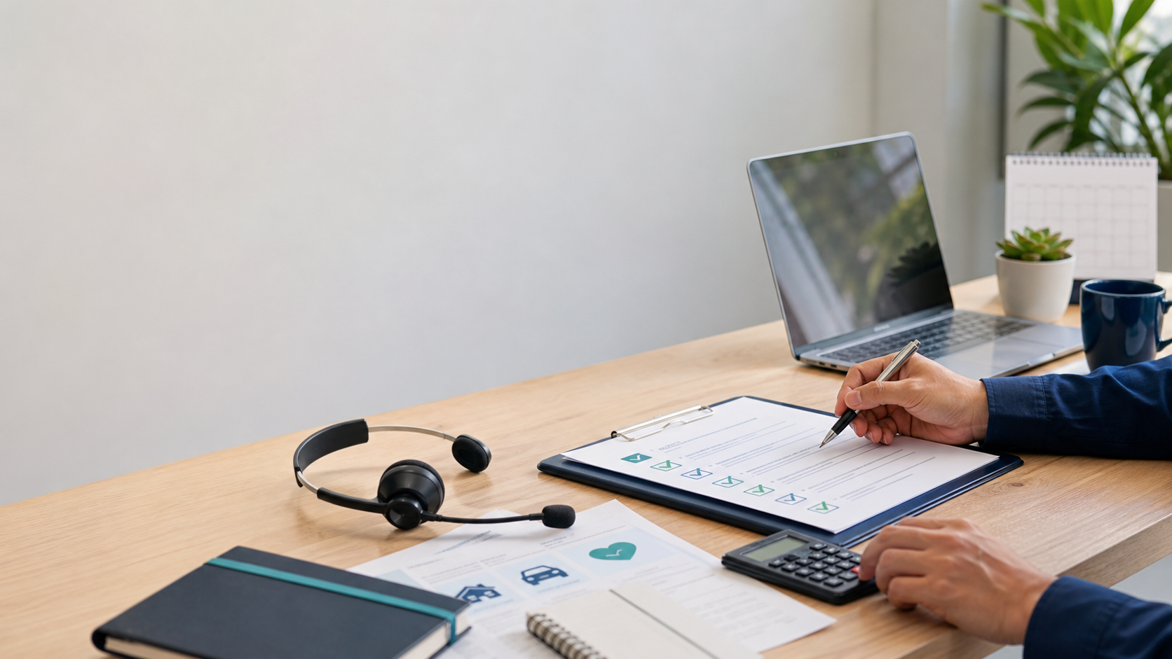 Insurance guidance desk with policy documents